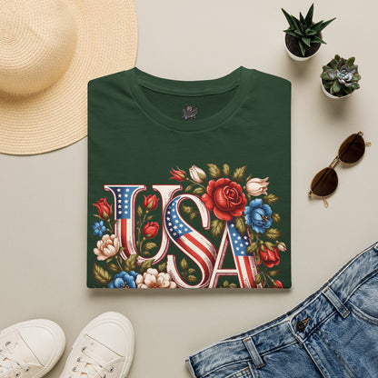 Floral USA 250th T-Shirt — Happy Birthday America