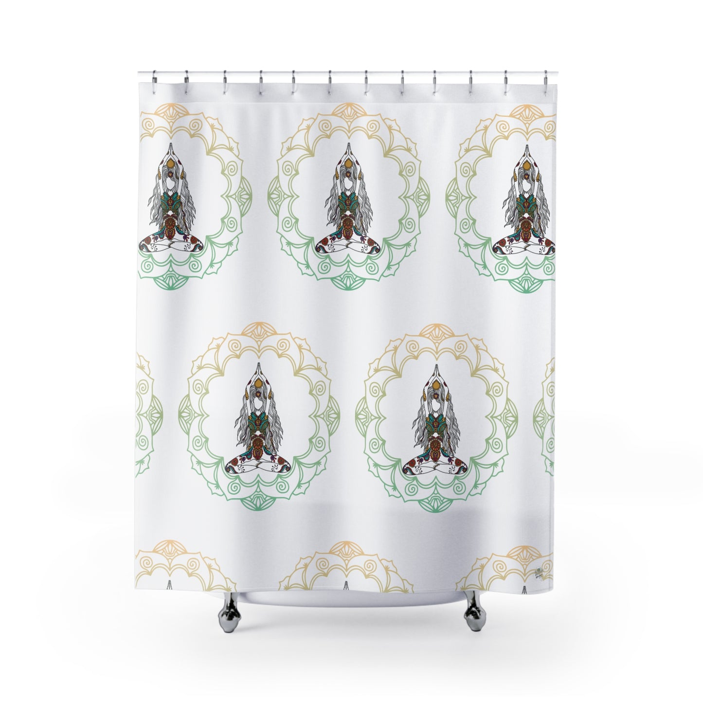 Yoga Goddess Meditation Lotus Mandala - tattoo artwork Shower Curtain