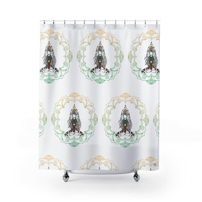 Yoga Goddess Meditation Lotus Mandala - tattoo artwork Shower Curtain