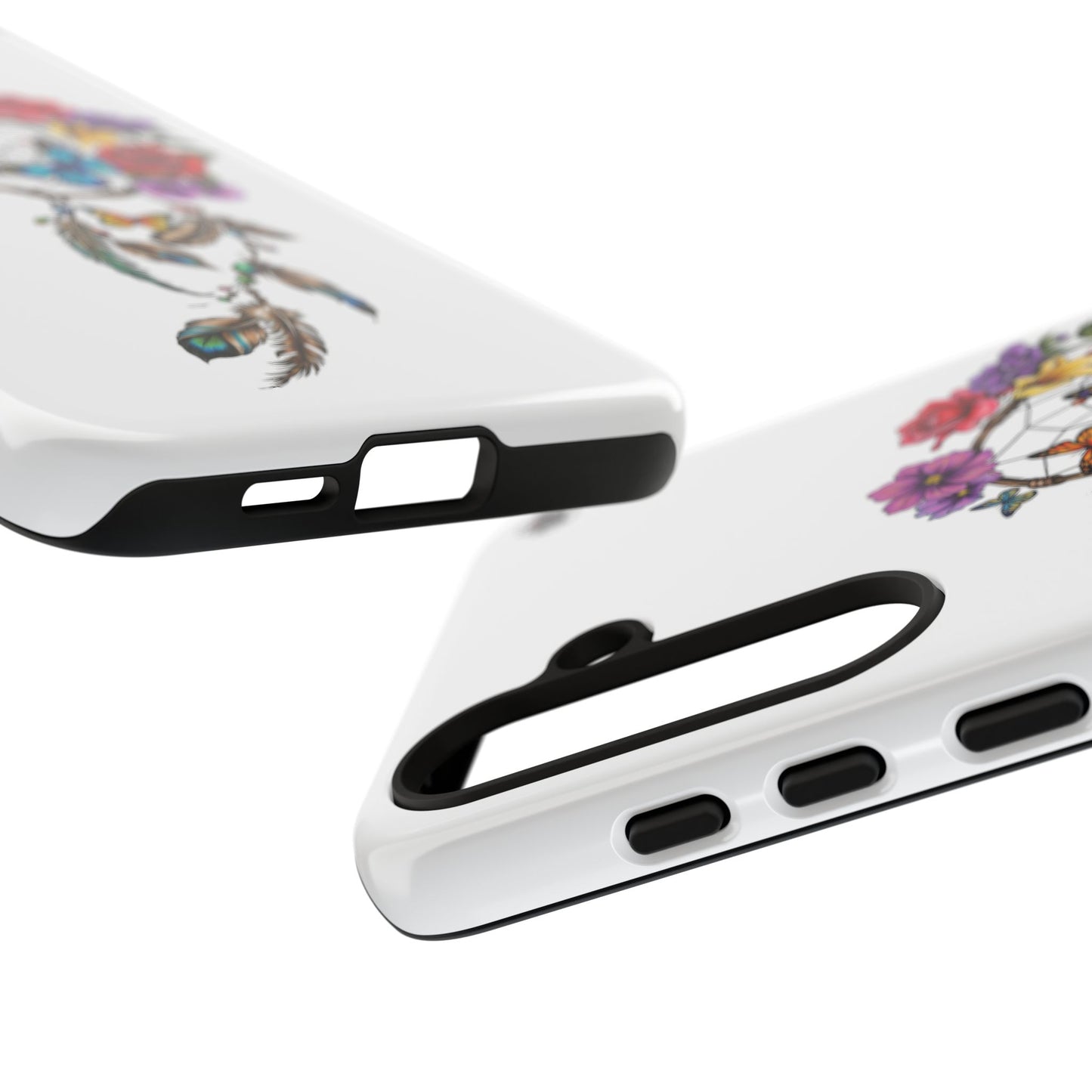 Dreamcatcher &  Butterflies White — Tough Galaxy S10-S25 Series Protective Cover