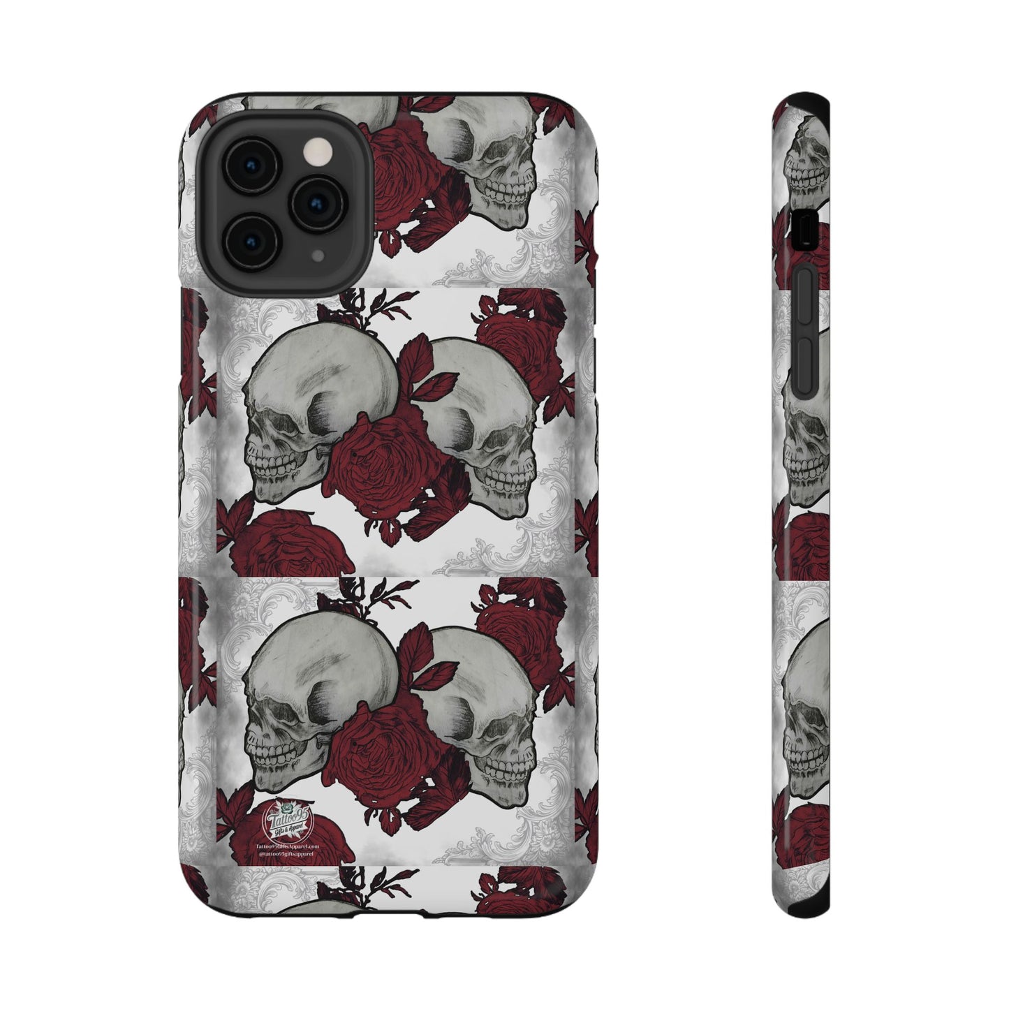 Skulls and Roses Tattoo Art - iPhone Case