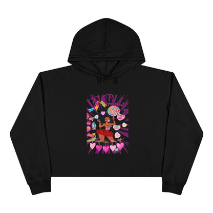 Candy Girl Tattoo Crop Hoodie — Cute Tattoo Script Crop Sweatshirt