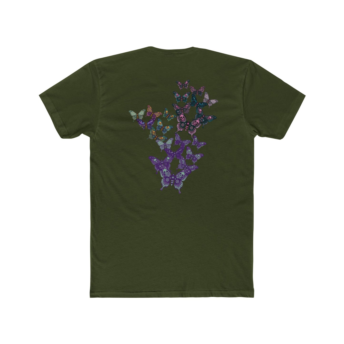 Butterfly Skulled Wings - Crew Tee — Blue Graphic 'Quiet Promise' Cotton Tee