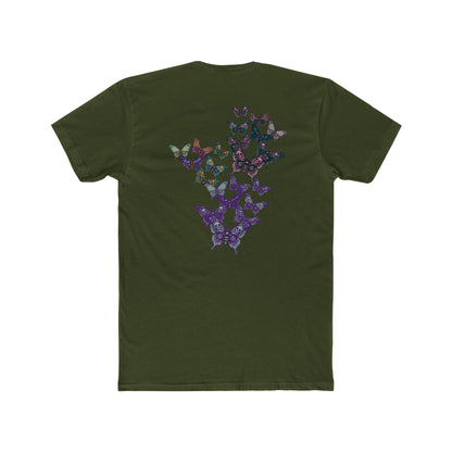 Butterfly Skulled Wings - Crew Tee — Blue Graphic 'Quiet Promise' Cotton Tee
