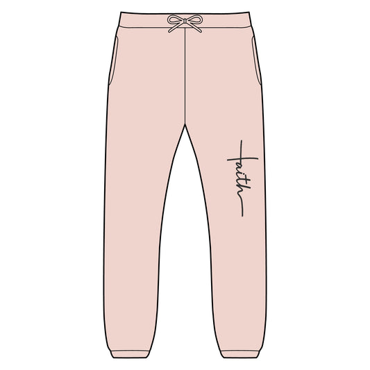 Faith Script Sweatpants — Cozy Fleece Joggers with 'faith' Side Print