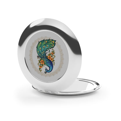 Floral Peacock Mandala - Compact Travel Mirror — Portable Double-Sided Pocket Mirror