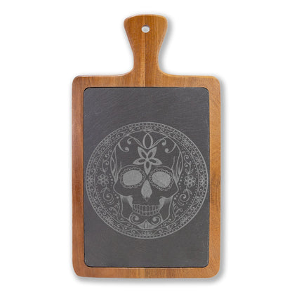 Sugar Skull - Engraved Charcuterie Board — Comes with Fork & Knives