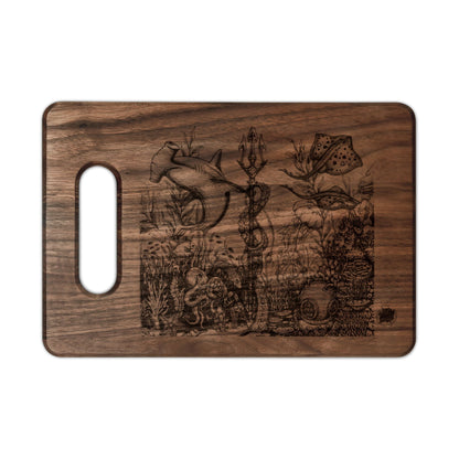 Ocean Underwater Journey Tattoo Engraved Cutting Board — Underwater Journey Wood Paddle & Rectangular