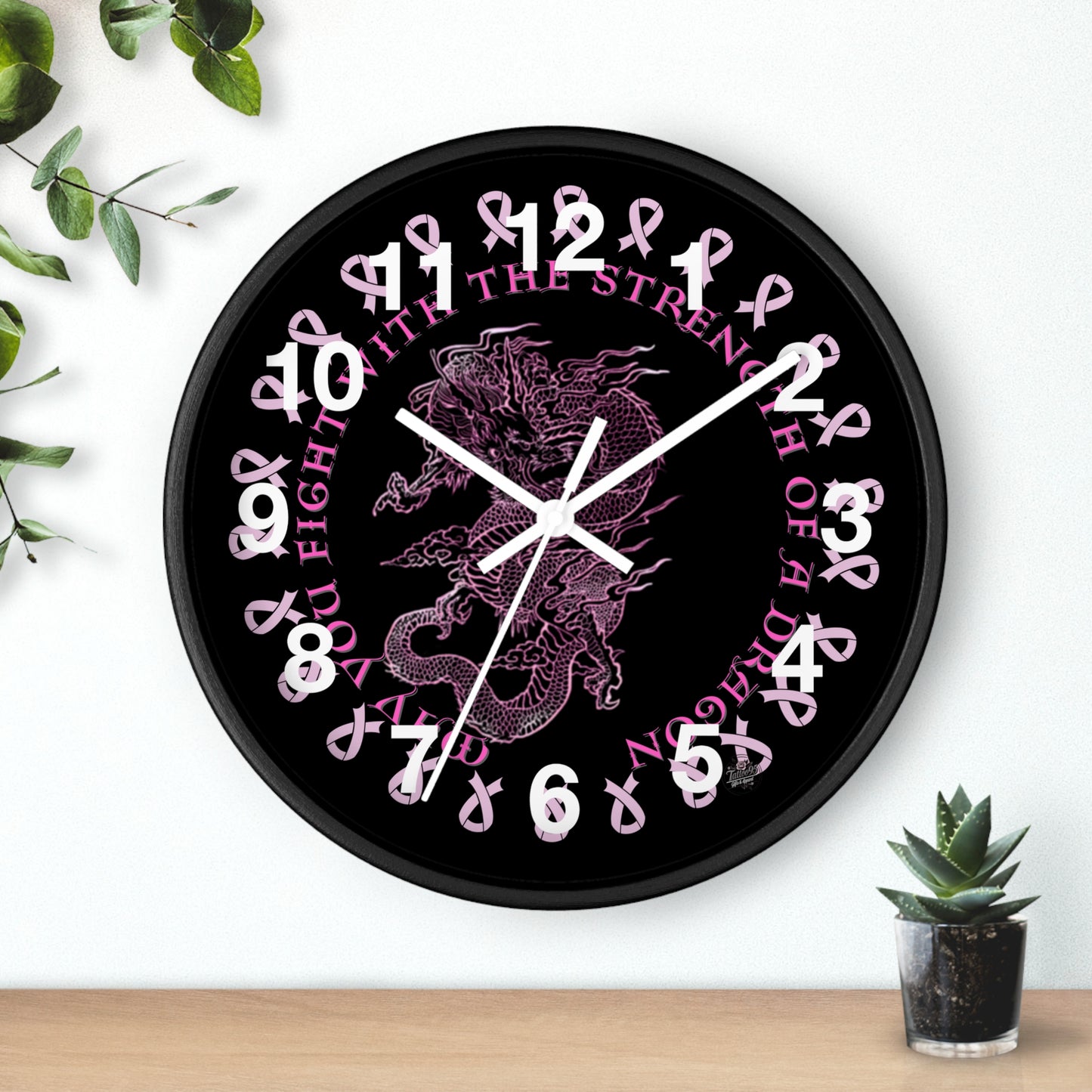 Dragon Strength - Wall Clock Black Background