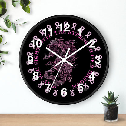 Dragon Strength - Wall Clock Black Background