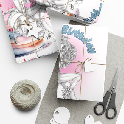 Pretty Bunny Vintage Artwork - BIRTHDAY Wrapping Paper - Eco Friendly Gift Wrap