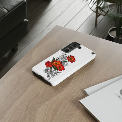 Floral Red Poppy - Tough Galaxy Phone Case Series S10-S25 Series