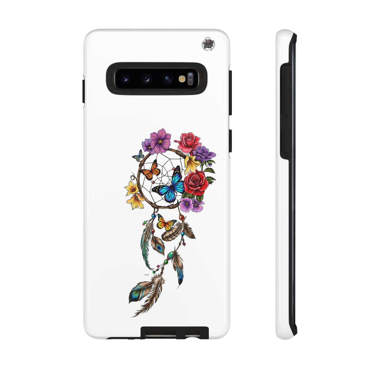 Dreamcatcher &  Butterflies White — Tough Galaxy S10-S25 Series Protective Cover