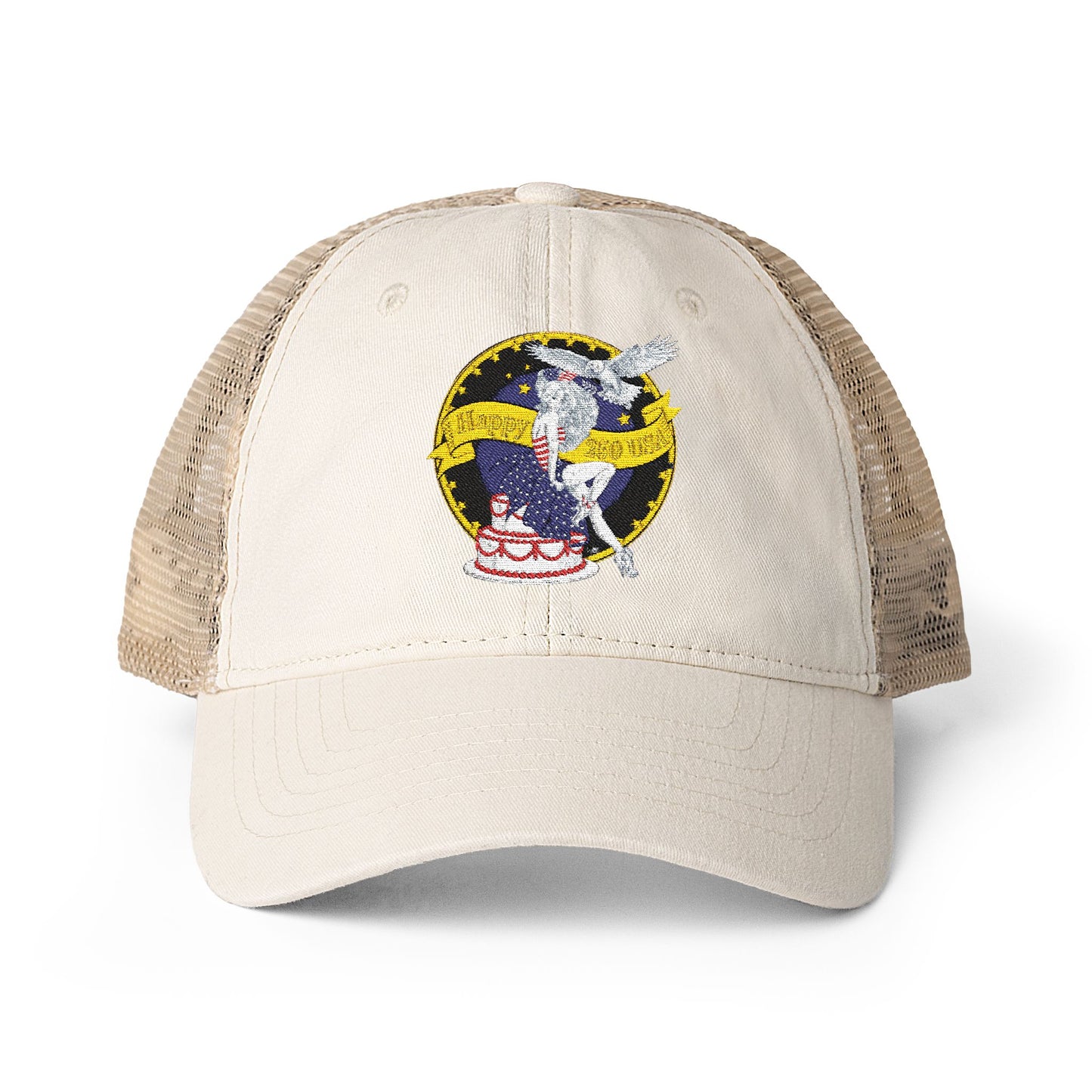 Happy 250th Birthday America — Women's Washed Mesh-Back Cap