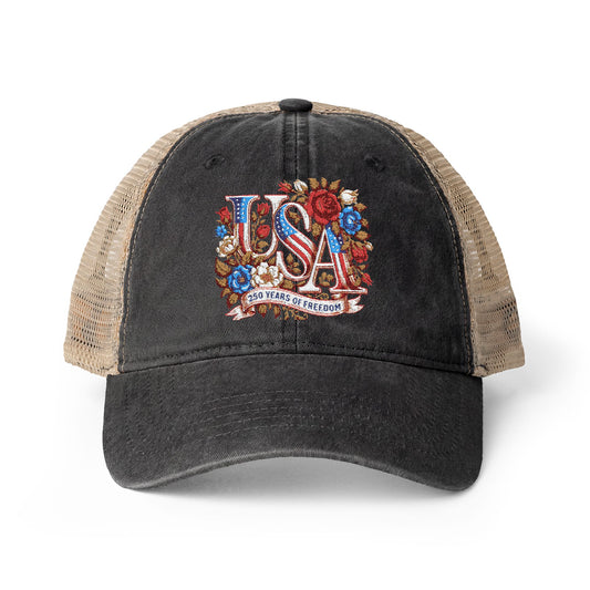 Floral USA - Women's Washed Mesh-Back Cap