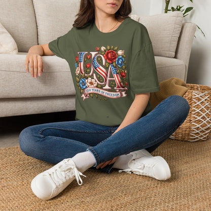 Floral USA 250th T-Shirt — Happy Birthday America