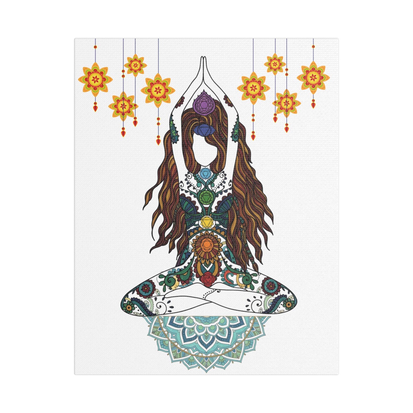 Yoga Goddess Meditation Lotus Mandala -- Satin Canvas Wall Art — 11x14 Meditation Print