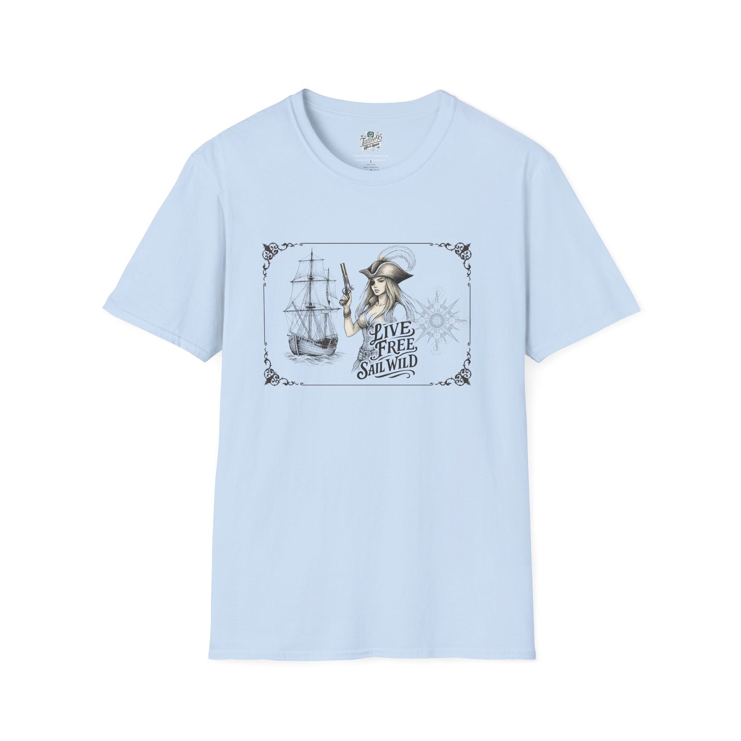 Live Free, Sail Wild Pirate Lady with Back Quote "I’m the Storm You Saw Coming" - Tshirt