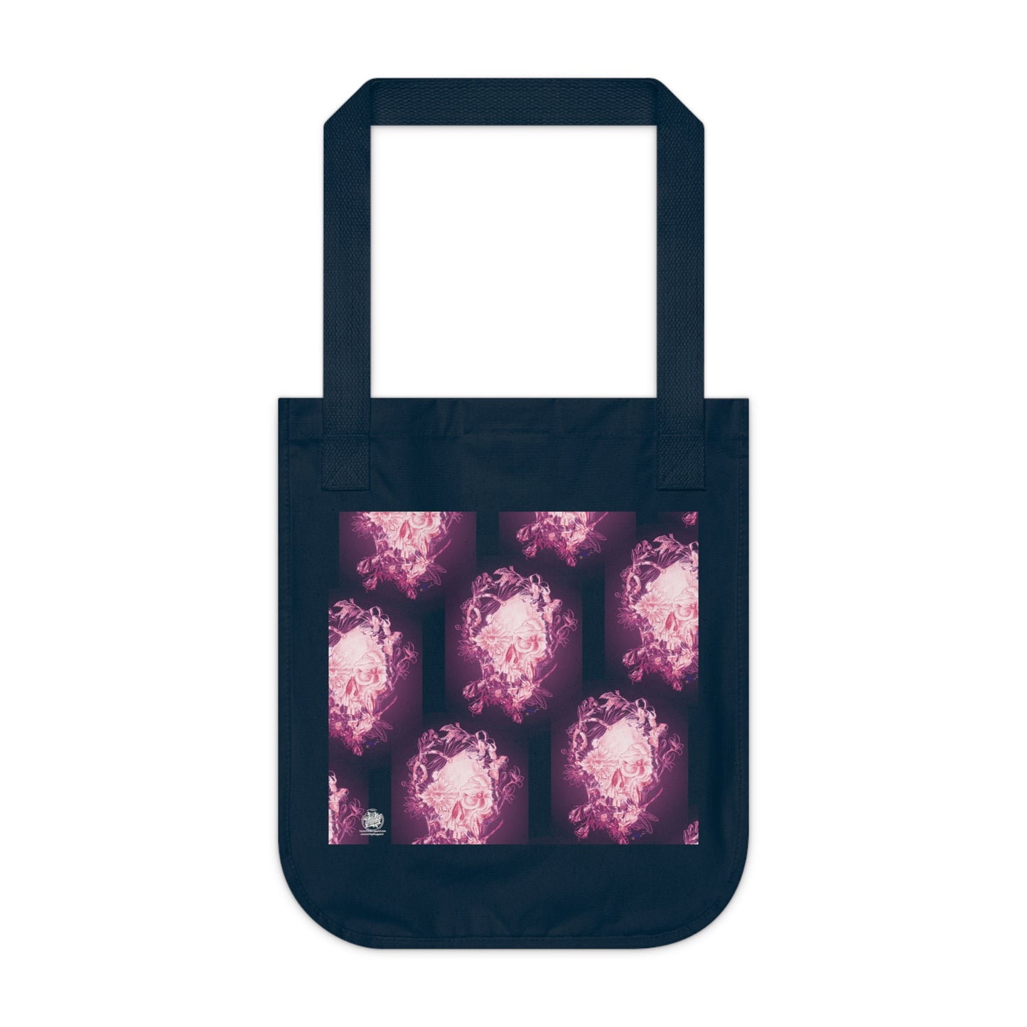Floral Skull and Dragonfly Tattoo Art (Pink) - Organic Canvas Tote Bag — Pink Tattoo Artwork