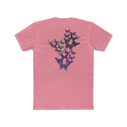 Butterfly Skulled Wings - Crew Tee — Blue Graphic 'Quiet Promise' Cotton Tee