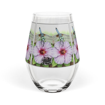 Dragonfly Hibiscus - Stemless Wine Glass, 11.75oz