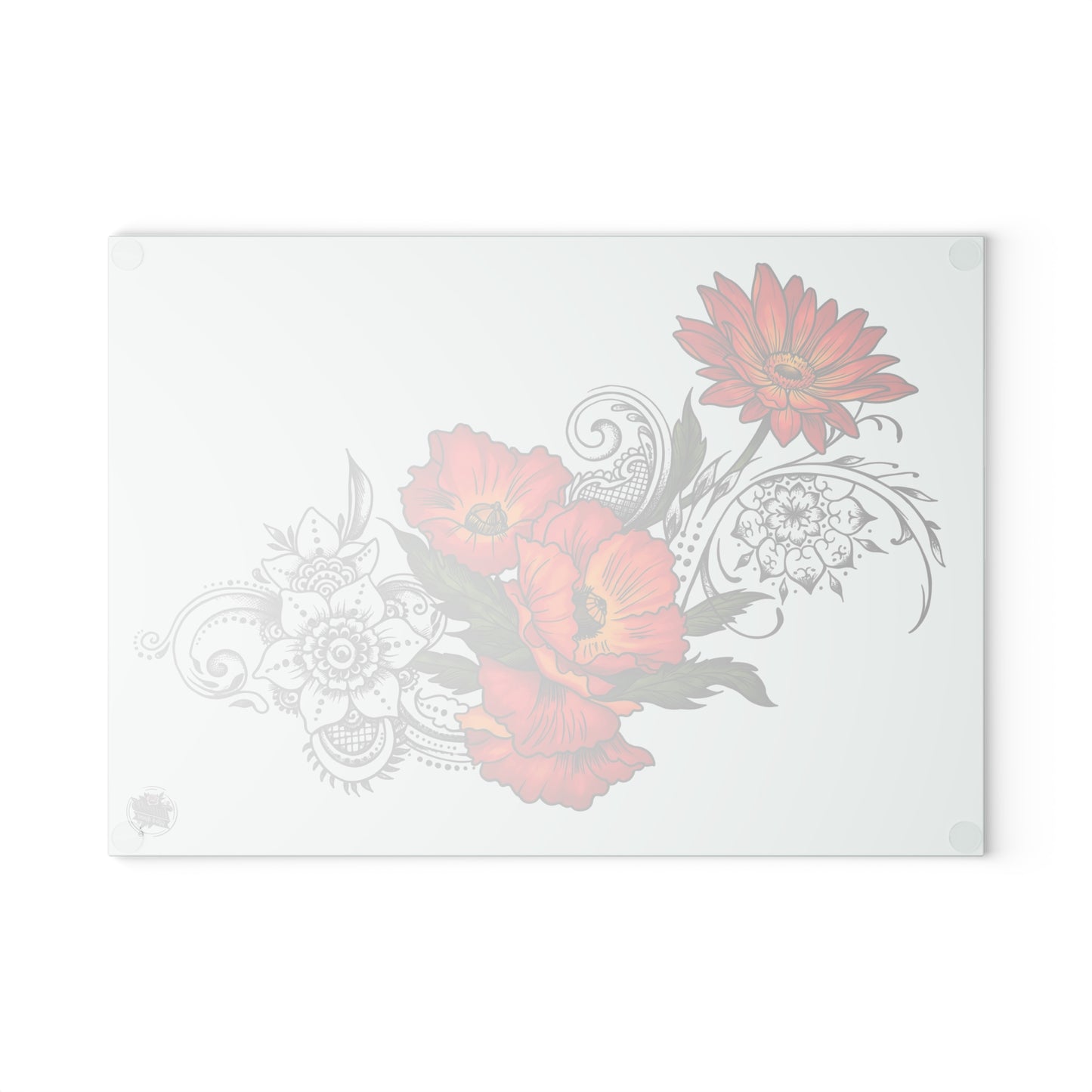 Floral Red Poppy Glass Cutting Board – Decorative Kitchen Chopping Board