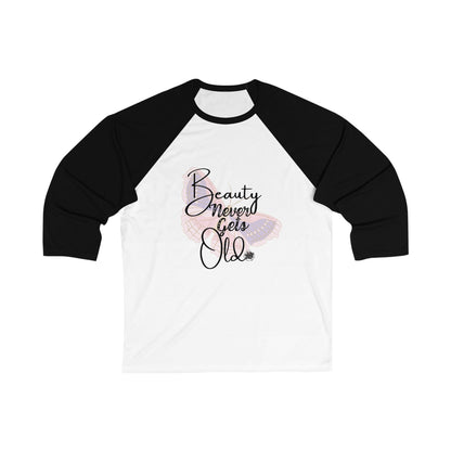 Beauty Never Gets Old Retro Floral Baseball Tee — 3/4 Sleeve Shirt