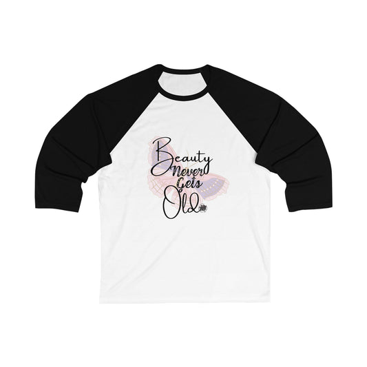 Beauty Never Gets Old Retro Floral Baseball Tee — 3/4 Sleeve Shirt