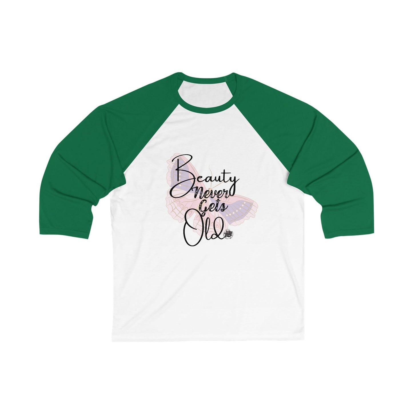 Beauty Never Gets Old Retro Floral Baseball Tee — 3/4 Sleeve Shirt