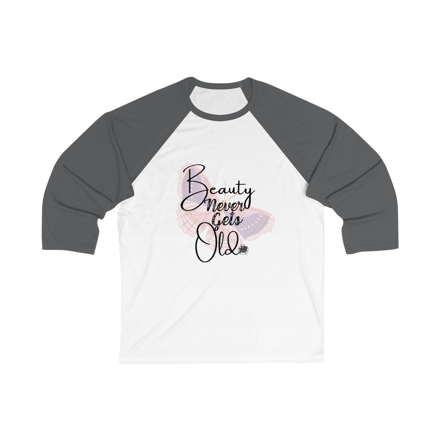 Beauty Never Gets Old Retro Floral Baseball Tee — 3/4 Sleeve Shirt