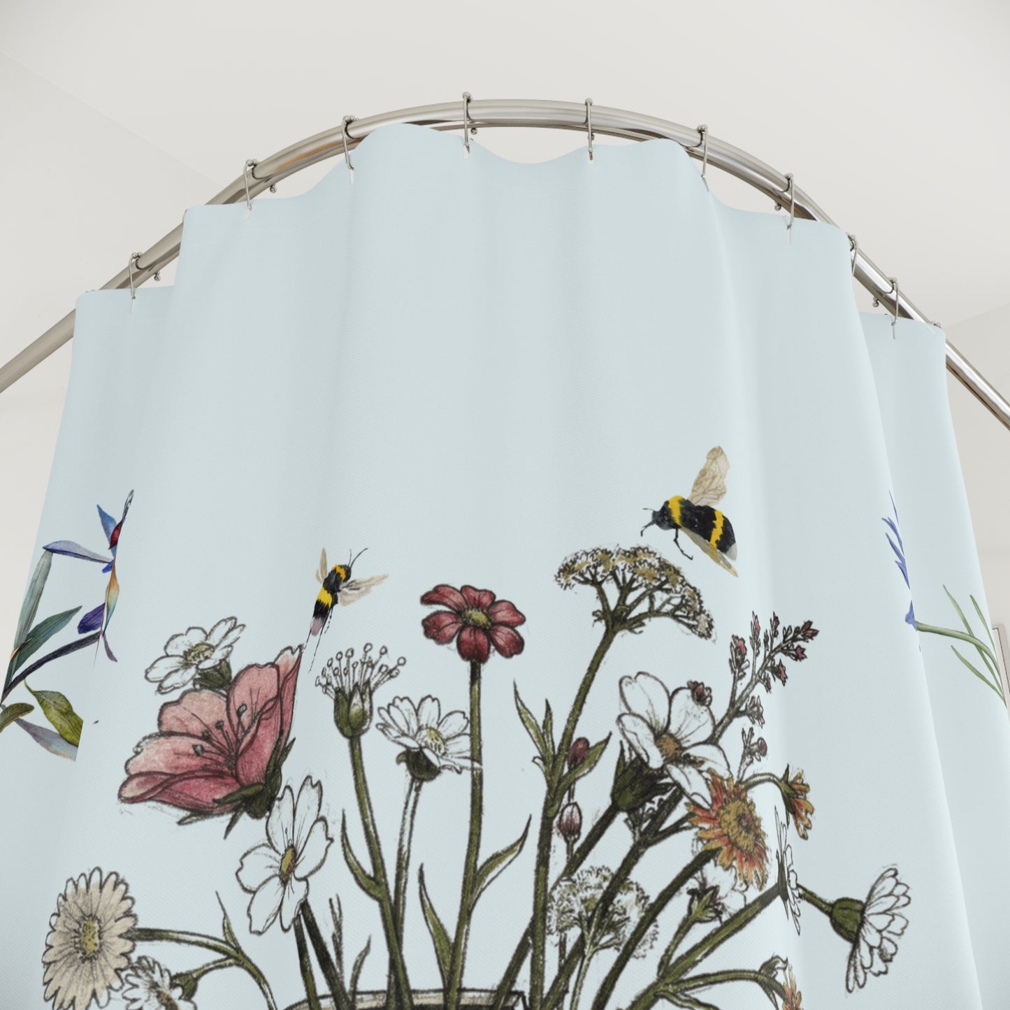 Floral Skull Planter - Tattoo Artwork Shower Curtain — Floral Skull Bathroom Decor