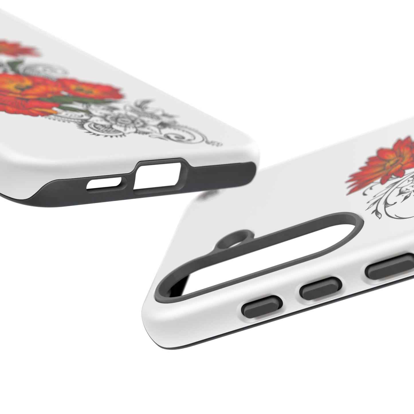 Floral Red Poppy - Tough Galaxy Phone Case Series S10-S25 Series