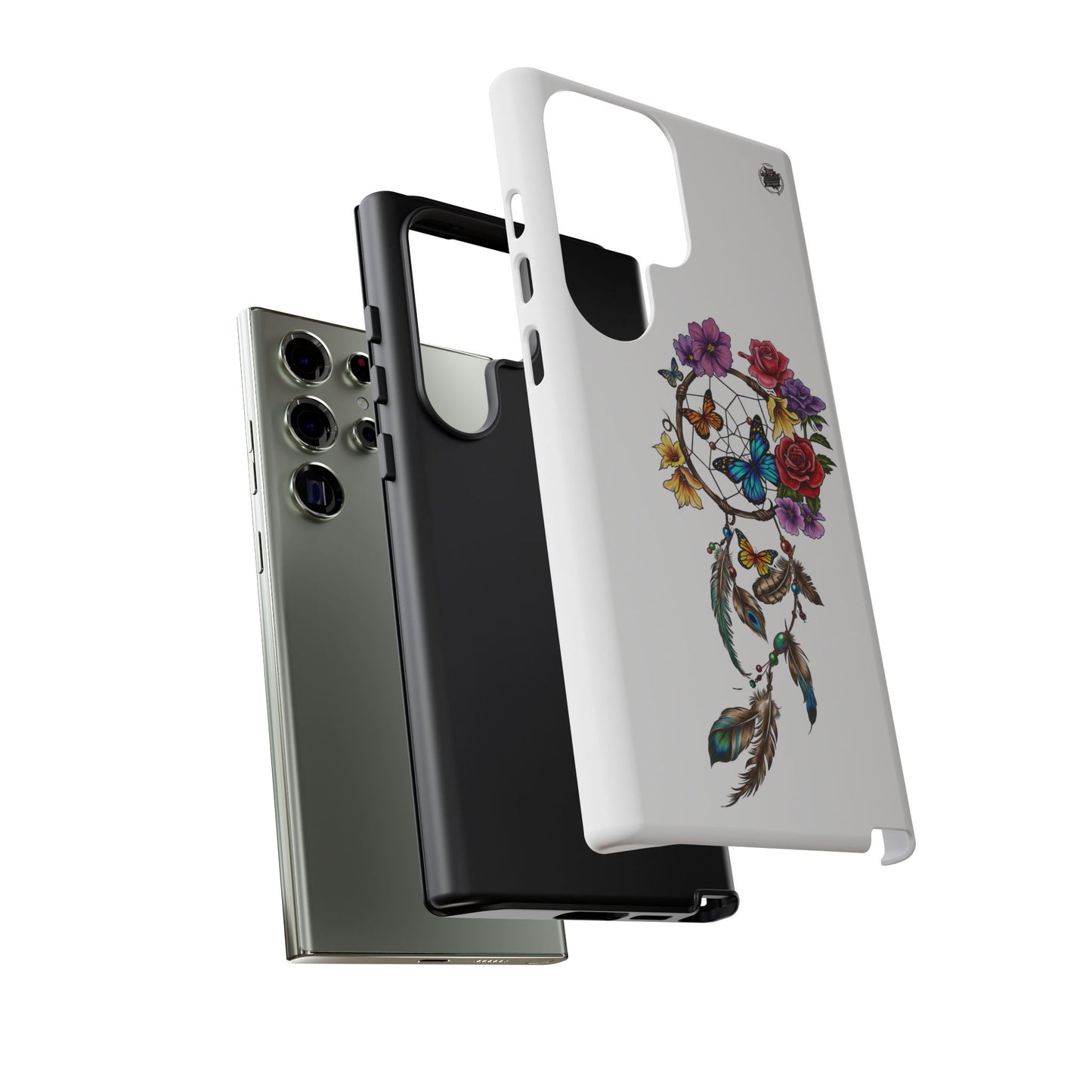 Dreamcatcher &  Butterflies White — Tough Galaxy S10-S25 Series Protective Cover