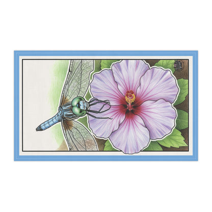 Dragonfly & Hibiscus Tea Towel — Vintage Botanical Sketch Kitchen Towel