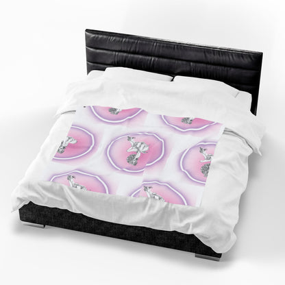 Pretty Bunny Vintage Artwork - Velveteen Plush 50" x 60" Blanket — Soft Vintage Bunny Throw for Cozy Nights
