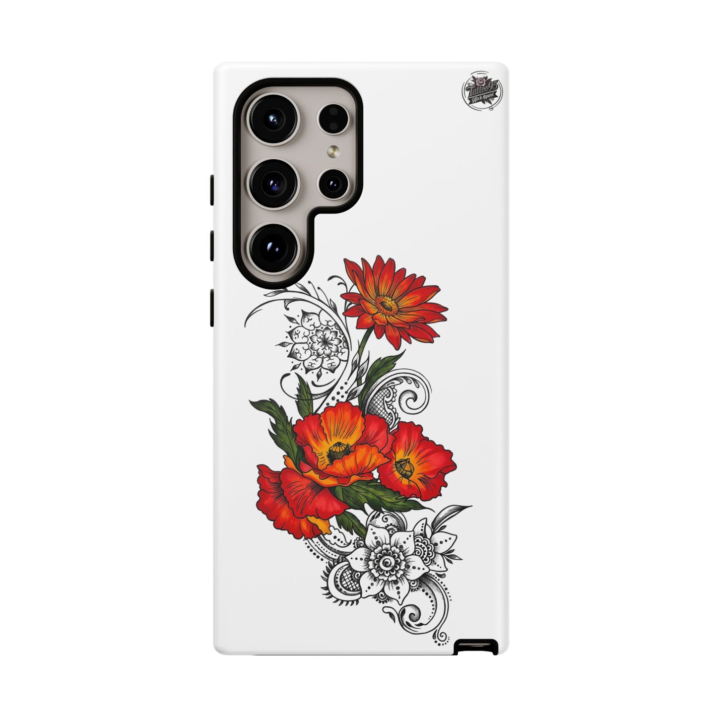 Floral Red Poppy - Tough Galaxy Phone Case Series S10-S25 Series