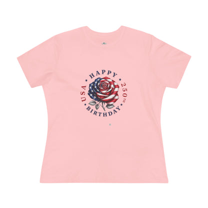 Happy 250th America A Birthday Rose - Women’s Plain Jersey T-Shirt
