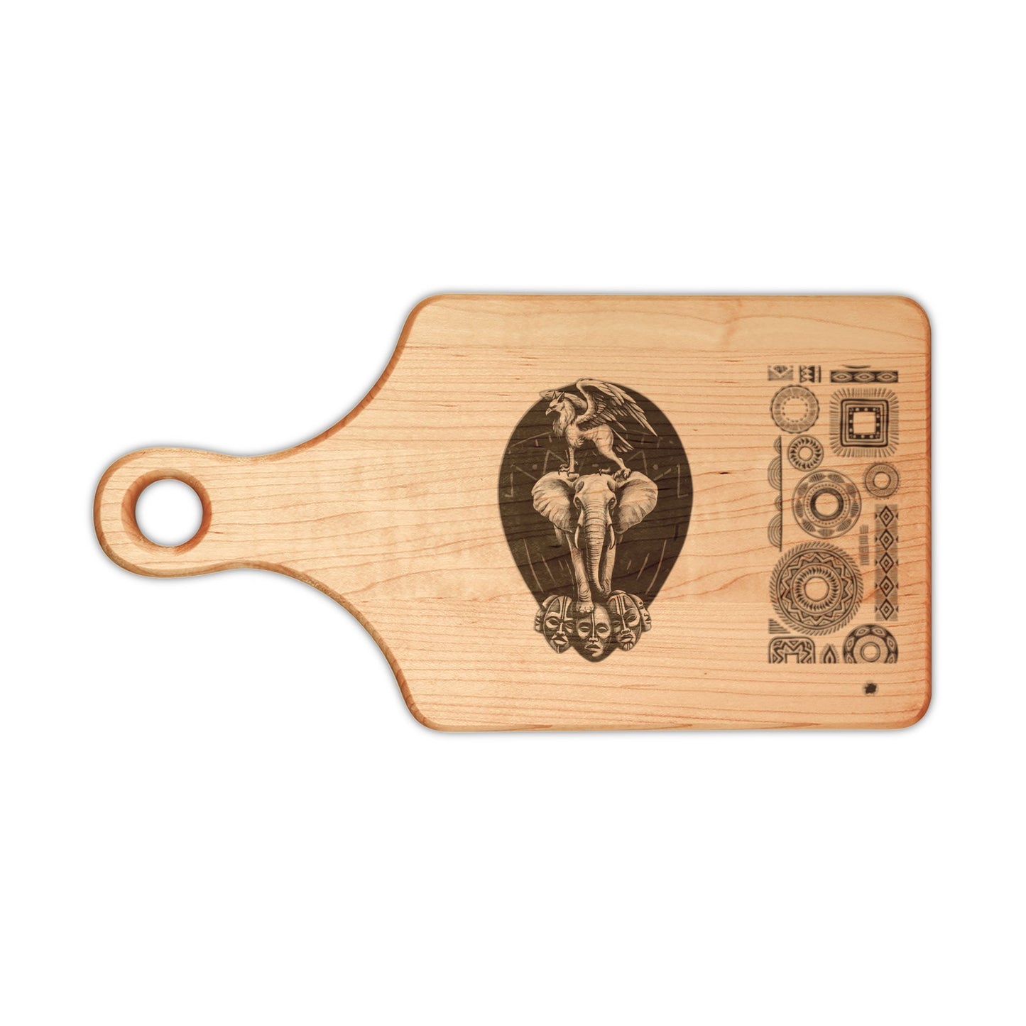 African-Inspired Totem Tattoo Engraved Wooden Cutting Board — Decorative Serving & Chopping Board