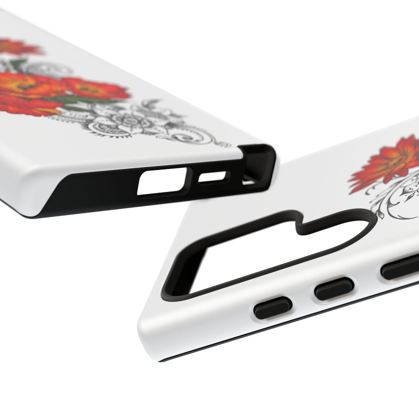 Floral Red Poppy - Tough Galaxy Phone Case Series S10-S25 Series