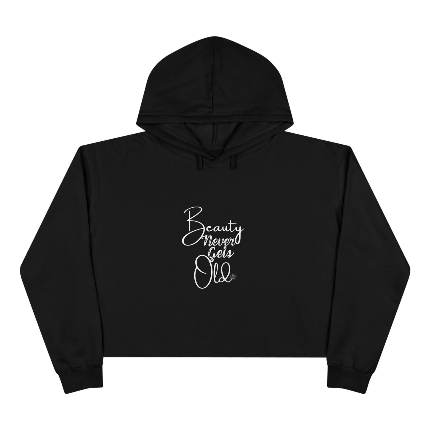 Beauty Never Gets Old - Black Crop Hoodie — Original Tattoo Artwork