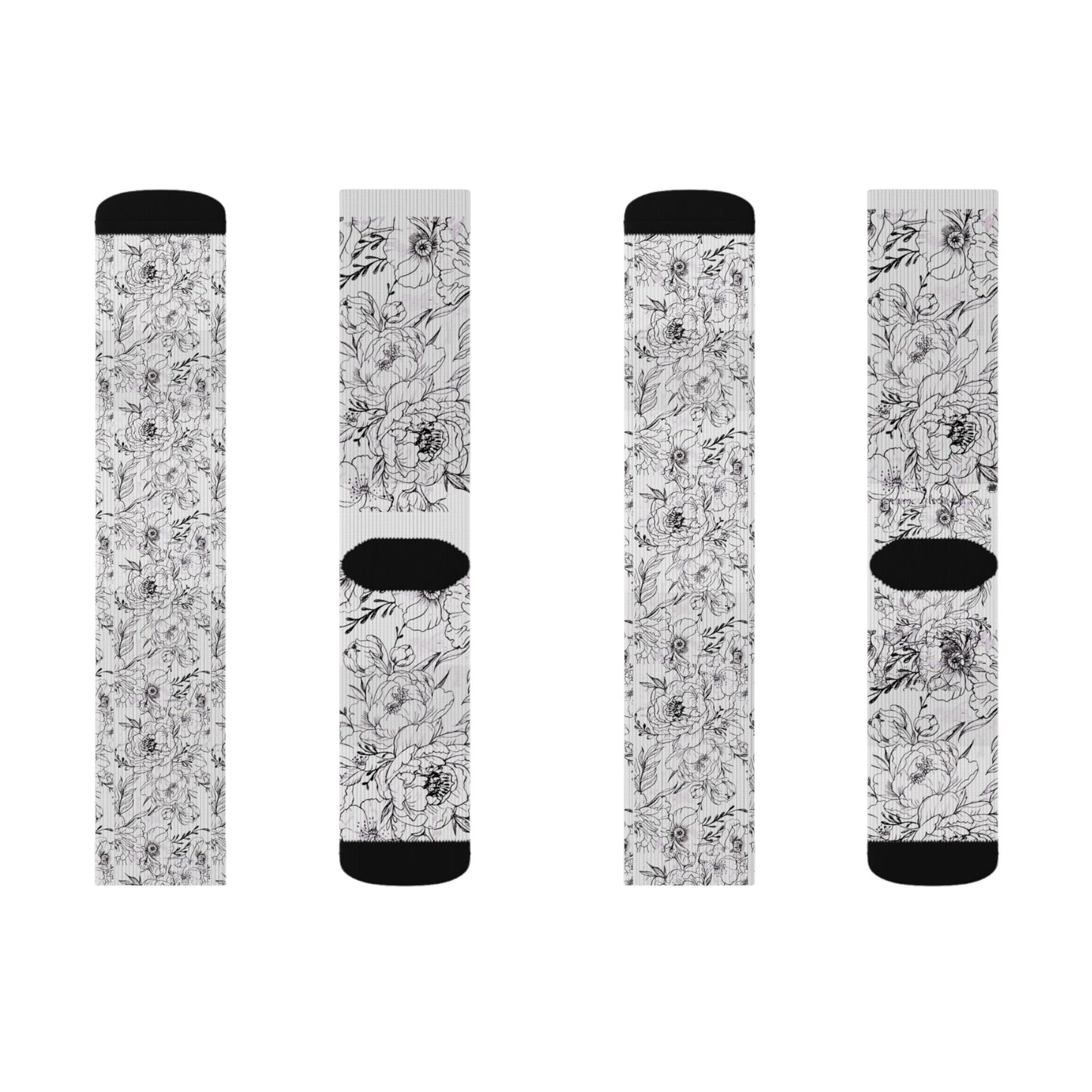 Peonies Tattoo Artwork - Socks