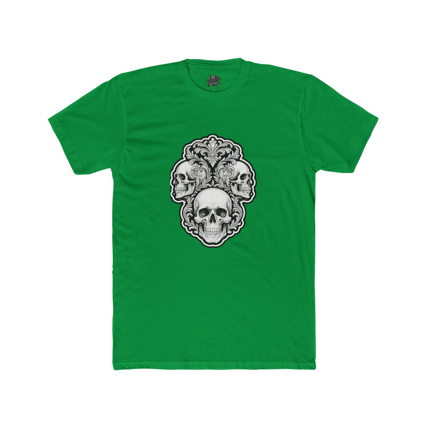 Skulls Filigree Crew Tee — Unisex Cotton Skull Filigree T-Shirt