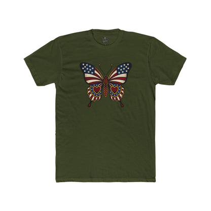 Butterflies Are Free US Flag Graphic Tee — Patriotic Butterfly Crew Tee