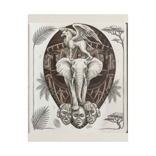 African-Inspired Totem Tattoo - Satin Canvas Print — 11" x 14" Wall Art