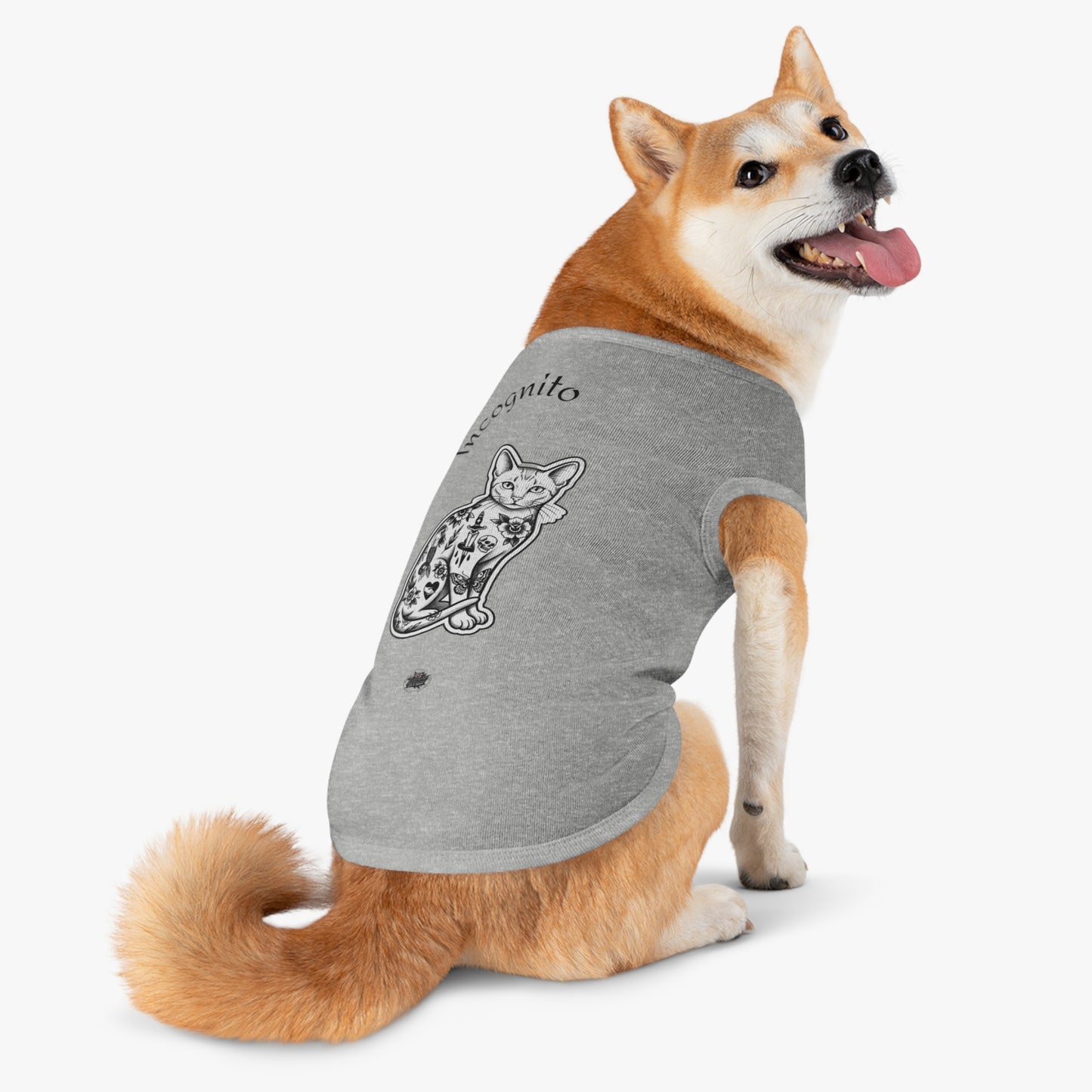 Incognito Tattoo Cat Pet Tank Top — Funny 'Incognito' Graphic Tank for Large Dogs