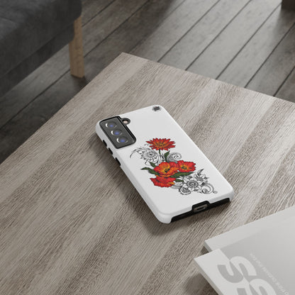 Floral Red Poppy - Tough Galaxy Phone Case Series S10-S25 Series