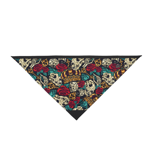 Skull & Roses Crown Pet Bandana — Edgy Rocker Dog Scarf