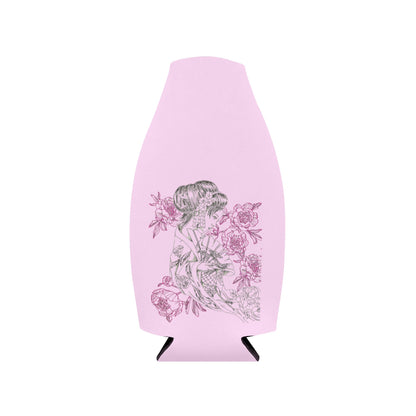 Flowing Geisha Zip-Up Bottle Cooler Sleeve — Insulated Glass Bottle Koozie for Weddings & Events