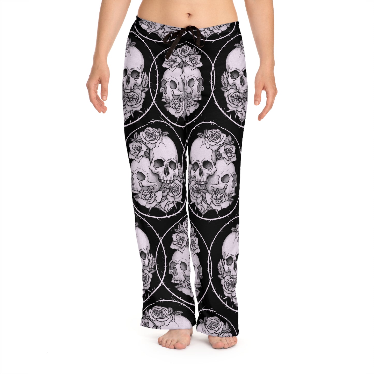 Roses Skull Pair - Pajama Pants — All-Over Print Lounge PJ Bottoms