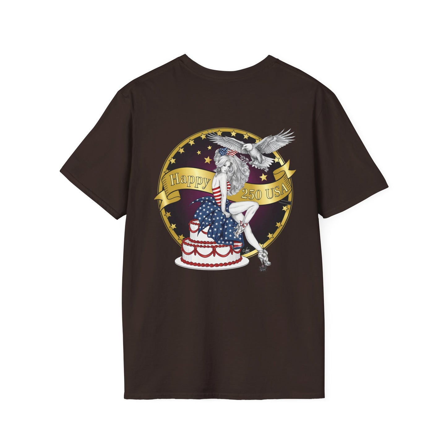 Eagle Tattoo T-Shirt with Flag & Lady Liberty – Happy 250th Birthday USA